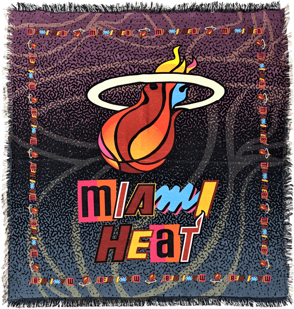 A closeup shot of Miami heat design on towel