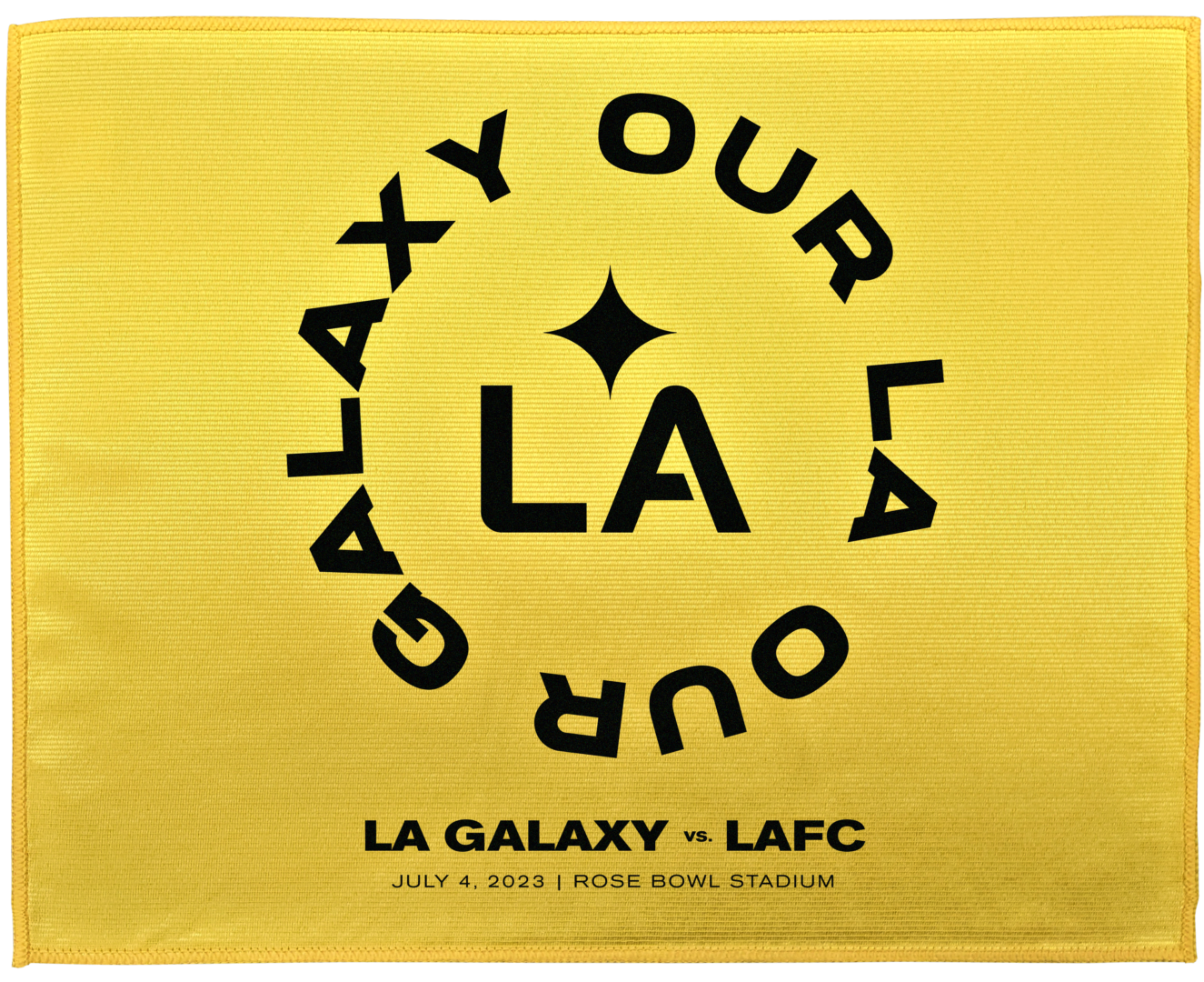 LA Galaxy text on yellow color cloth