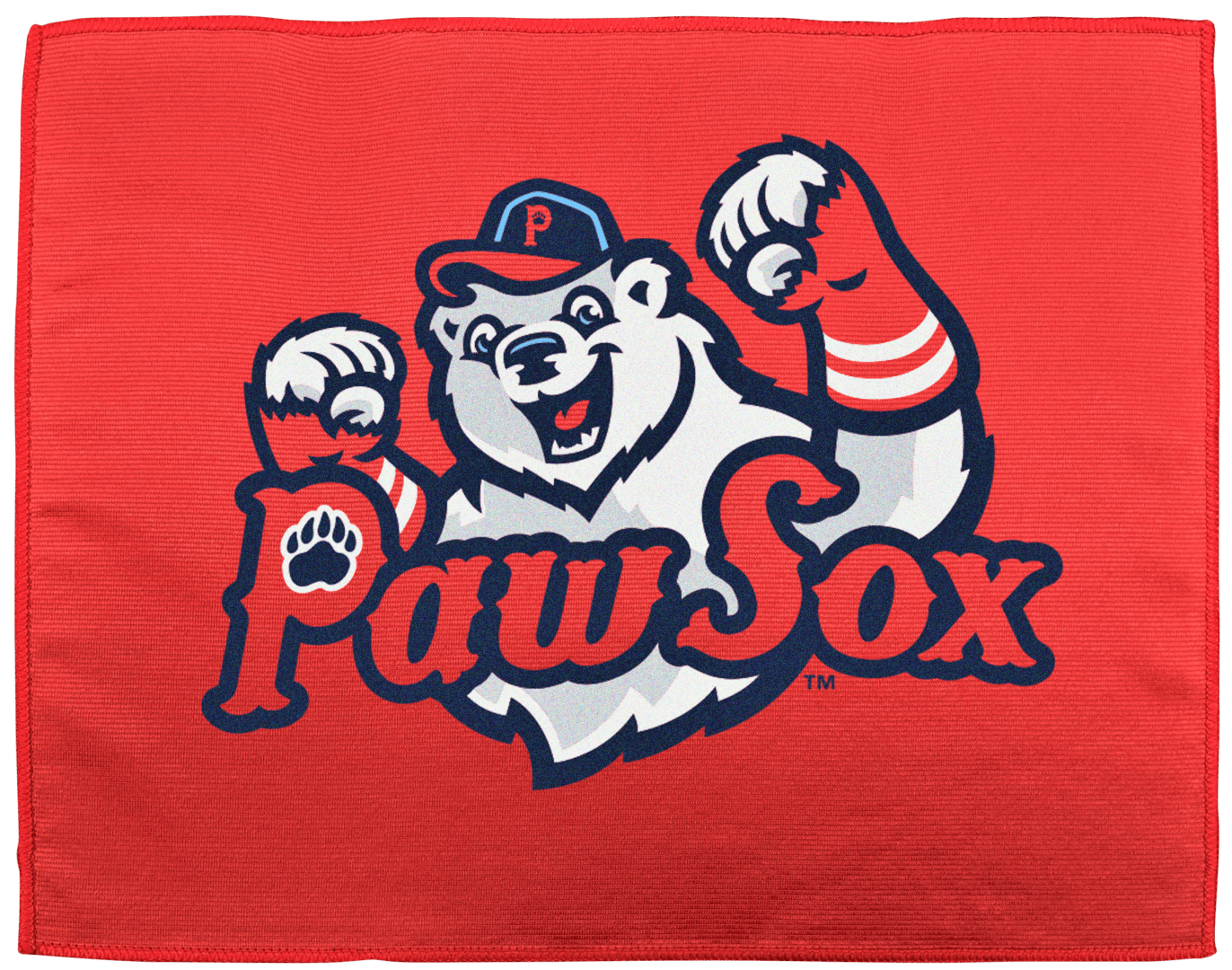 Pawsox text on red color cloth