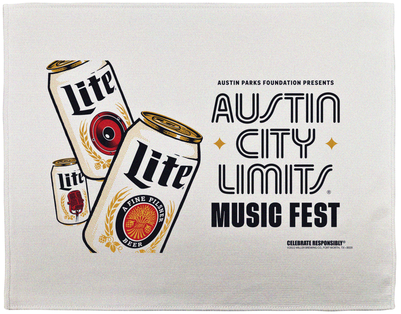 Austin city limits music fest text in white cloth