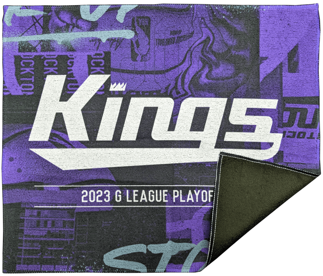 Kings 2023 league text printed on a cloth