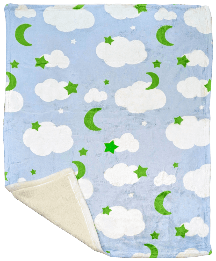 Clouds, stars and moon print on a cloth